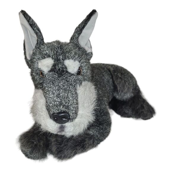 E & J Classics Miniature Schnauzer Dog Plush Realistic Stuffed Animal Laying 10" - Picture 1 of 11